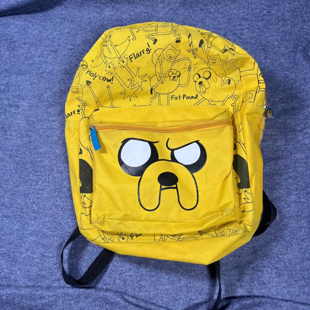 Adventure Time Jake the Dog Hooded Backpack Yellow All Over Print RARE